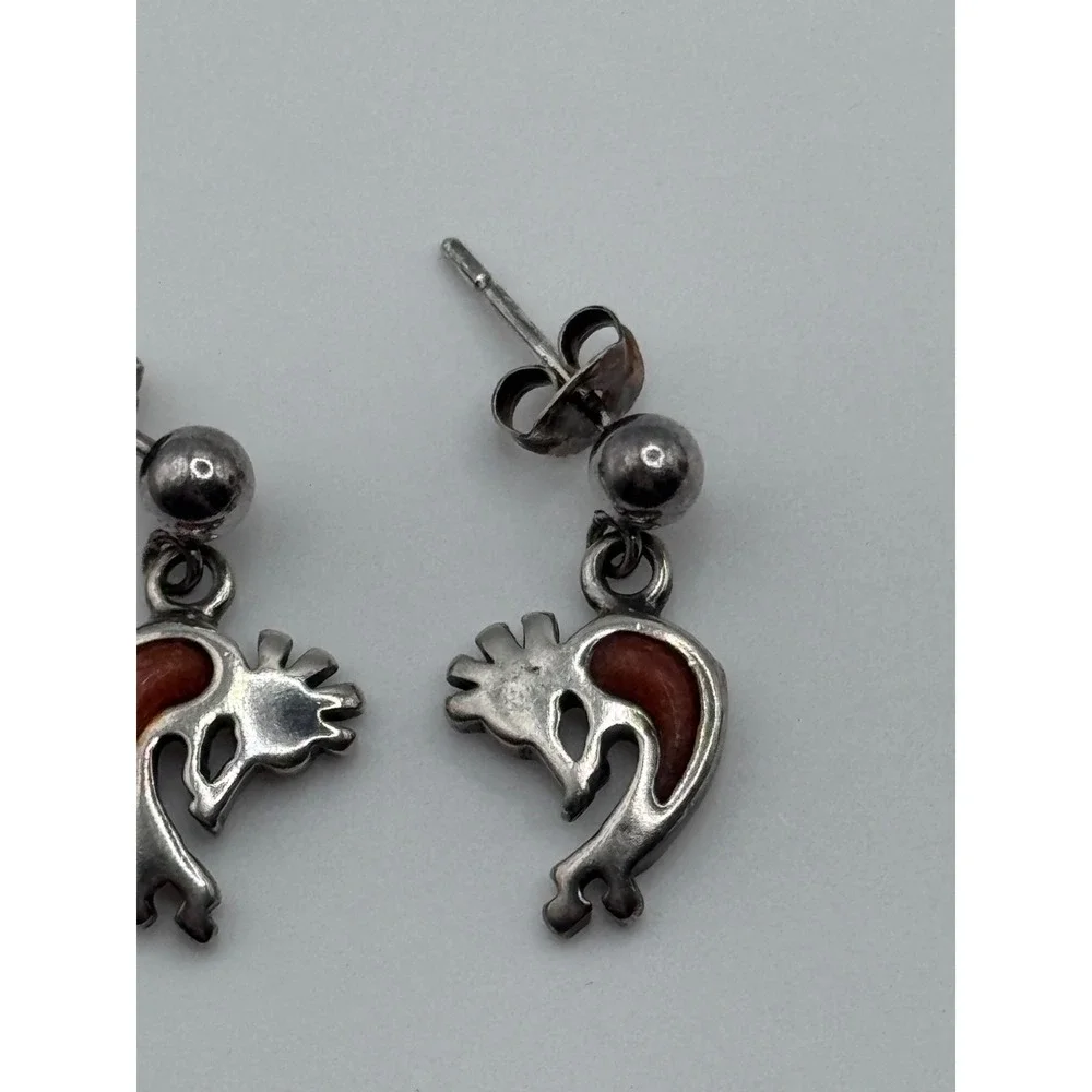 Small Shubes Dakota West Sterling Silver Kokopelli Earrings Southwestern